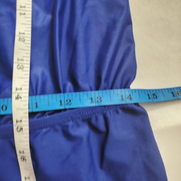 ECO SWIM‎ Womens Coverup XSmall Blue Swimsuit Ruffled Strapless Cinched Strechy - Picture 7 of 11